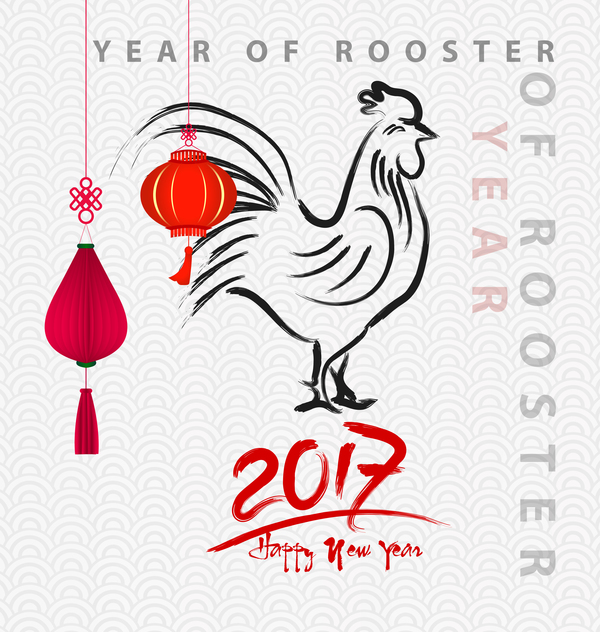 2017 chinese new year of rooster vector material