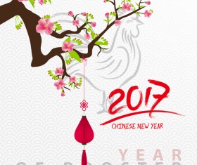 New year 2017 of rooster shiny vectors background free download