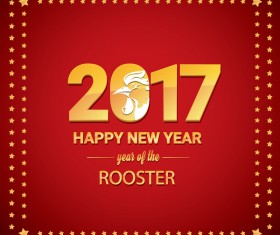 2017 chinese new year of rooster with stars frame vector 01