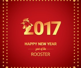 2017 chinese new year of rooster with stars frame vector 02