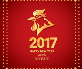 2017 chinese new year of rooster with stars frame vector 03