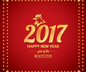 2017 chinese new year of rooster with stars frame vector 04