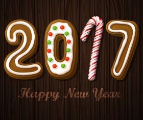 2017 chocolate text with wooden background vector