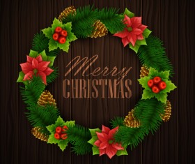 2017 christmas frame with wooden background vectors material