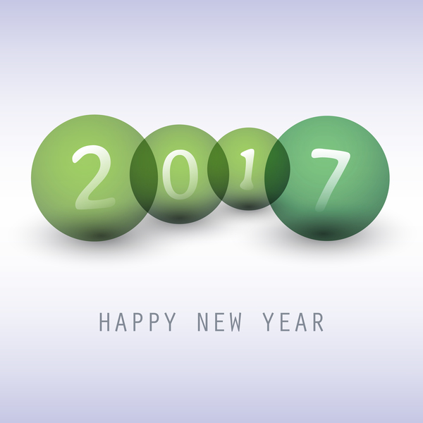 2017 new year background with green cricles vector