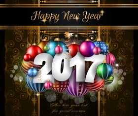 2017 new year gold design with dark background vector 01