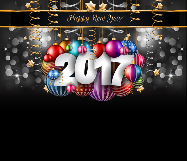 2017 new year gold design with dark background vector 02
