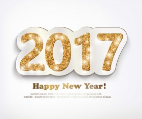 2017 new year golden glitter text with white background vector 01