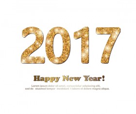 2017 new year golden glitter text with white background vector 02