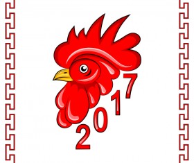 2017 new year of rooster with frame vector
