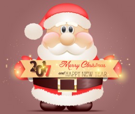 2017 new year with christmas banner and santa vector