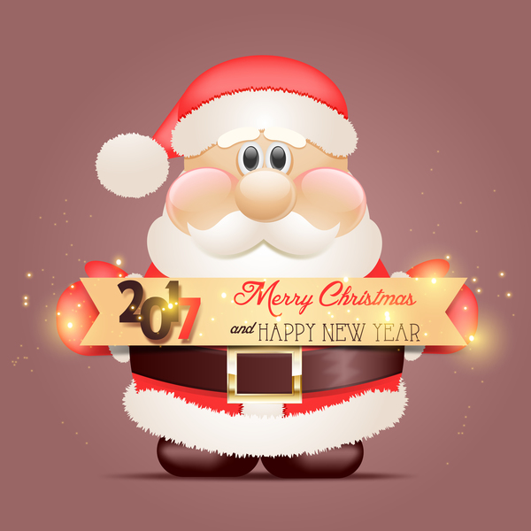 2017 new year with christmas banner and santa vector