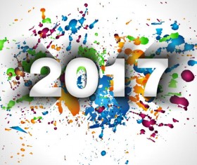 2017 new year with paint background vector