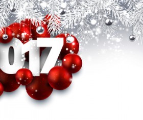 2017 red christmas ball with new year shining background vector 01