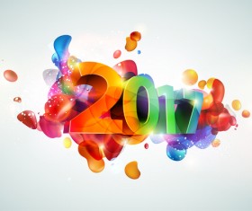 3D colorful 2017 with abstract elements vector
