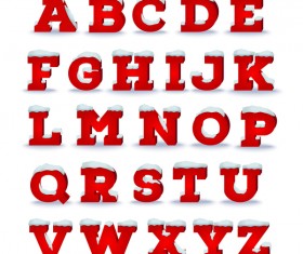 3D red christmas alphabet vector material