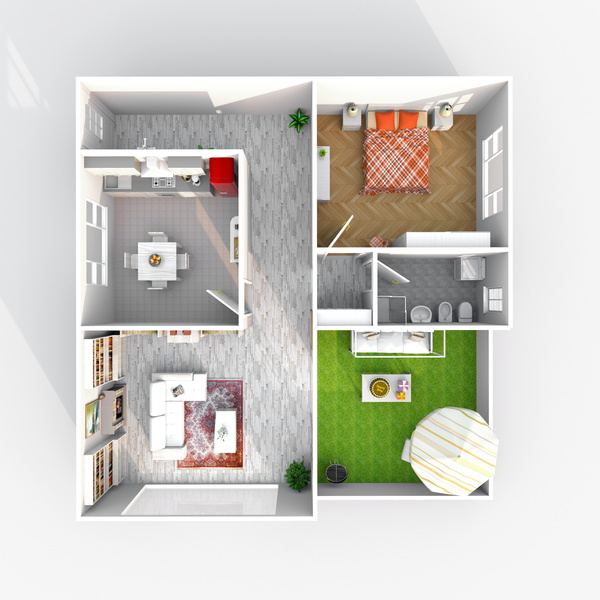 3d Interior Rendering of Home Apartment Stock Photo 02