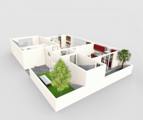3d Interior Rendering of Home Apartment Stock Photo 06
