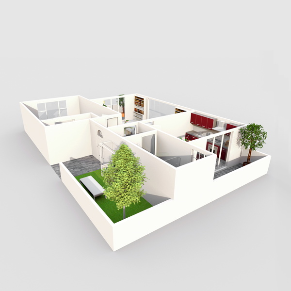 3d Interior Rendering of Home Apartment Stock Photo 06
