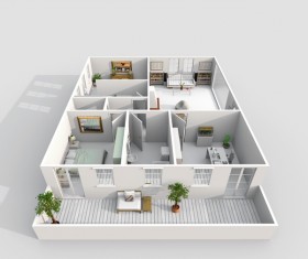 3d Interior Rendering of Home Apartment Stock Photo 07