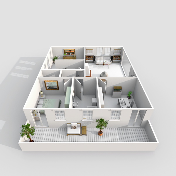 3d Interior Rendering of Home Apartment Stock Photo 07