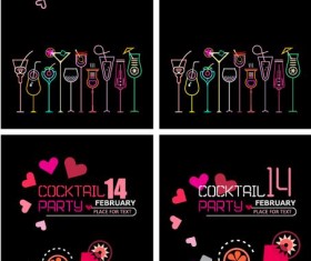 4 kind valentines day cocktail party flyer template vector