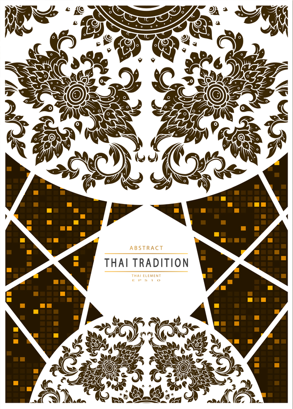 Abstract thai tradition pattern with mosaic background vector