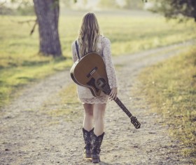 Back guitar girl back picture