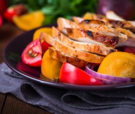 Barbecue, tomato, onion Stock Photo