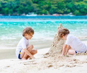 Beach sandcastle Children HD picture