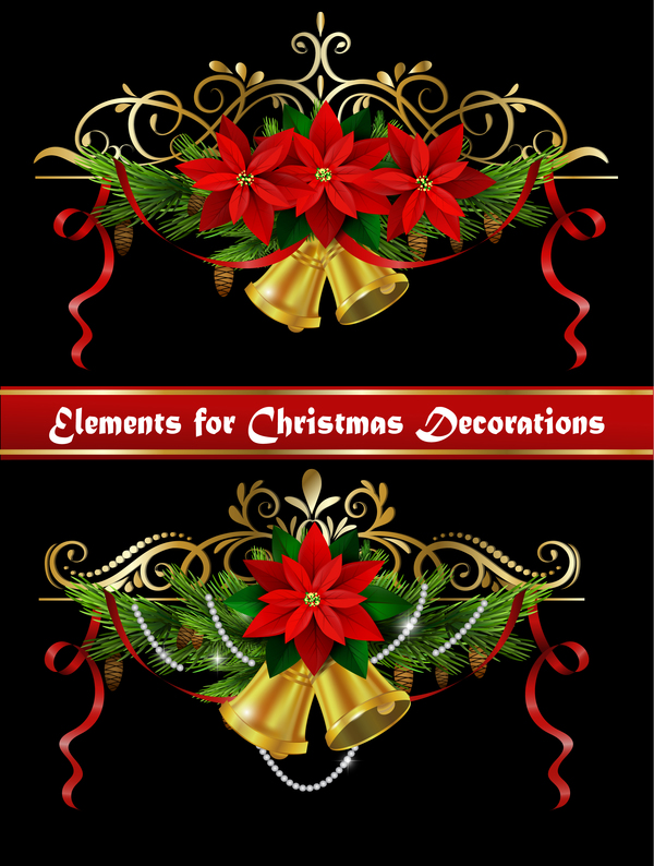 Beautiful christmas decorations design elements vector 01