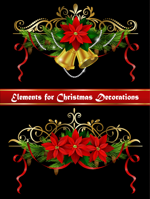 Beautiful christmas decorations design elements vector 03