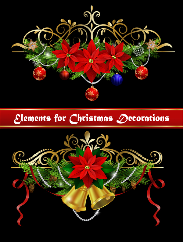 Beautiful christmas decorations design elements vector 04
