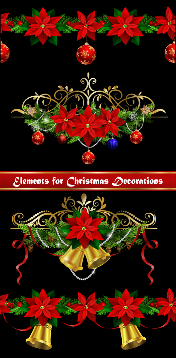 Beautiful christmas decorations design elements vector 05