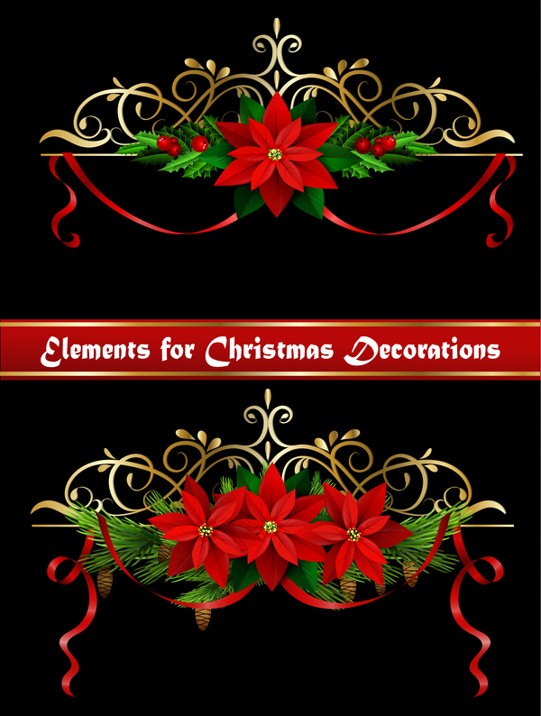 Beautiful christmas decorations design elements vector 07