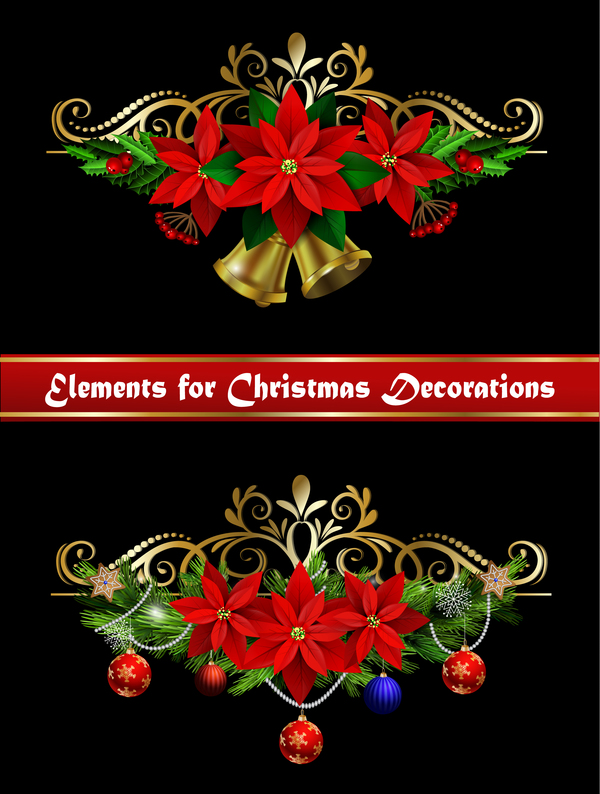 Beautiful christmas decorations design elements vector 10