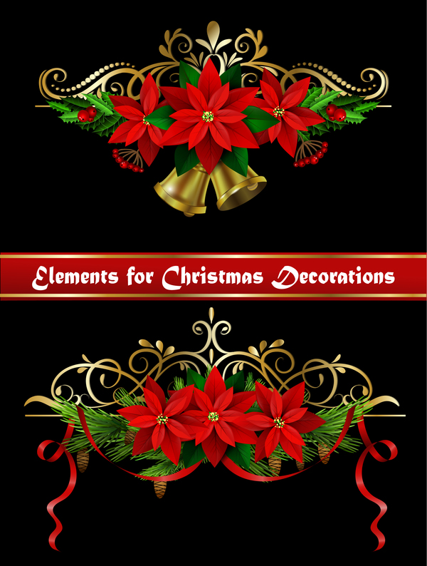 Beautiful christmas decorations design elements vector 11
