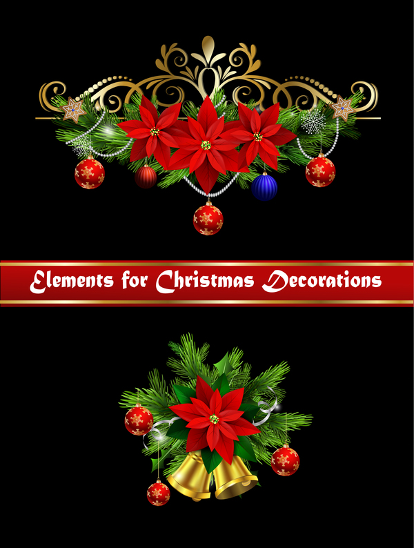 Beautiful christmas decorations design elements vector 12
