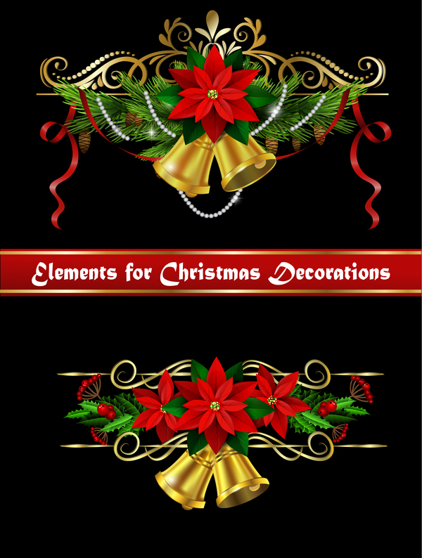 Beautiful christmas decorations design elements vector 13
