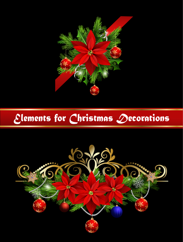 Beautiful christmas decorations design elements vector 15