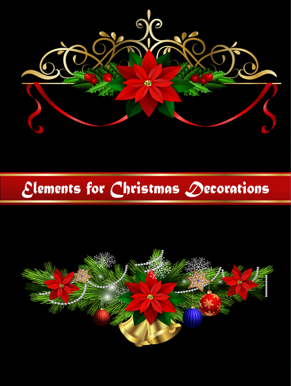 Beautiful christmas decorations design elements vector 16