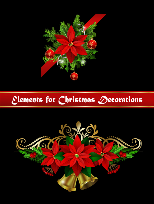 Beautiful christmas decorations design elements vector 17