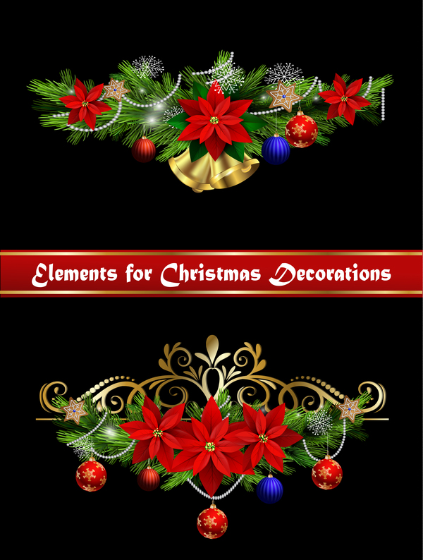 Beautiful christmas decorations design elements vector 18