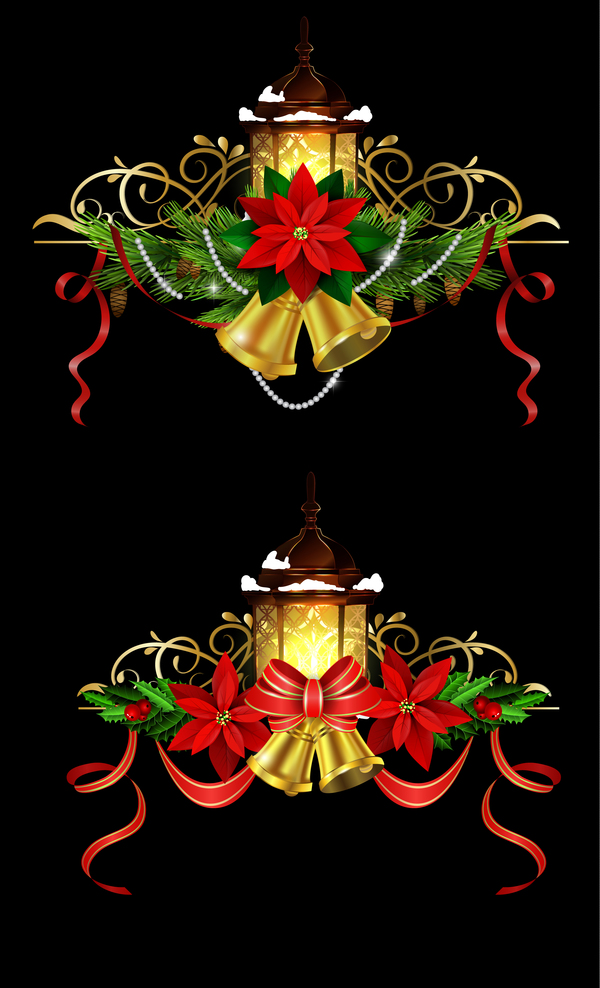 Beautiful christmas decorations design elements vector 21