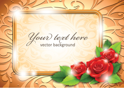 Beautiful flowers with golden frame backgrounds vector