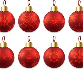 Beautiful red christmas ball vector set