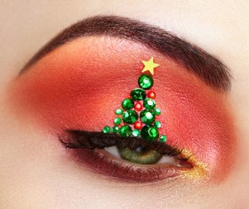 Beautiful woman with eyes, color eye shadow Stock Photo 02