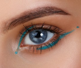 Beautiful woman with eyes, color eye shadow Stock Photo 03