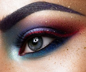 Beautiful woman with eyes, color eye shadow Stock Photo 04