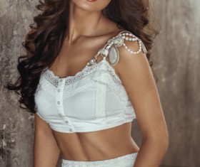 Beautiful young woman in white dress HD picture 02